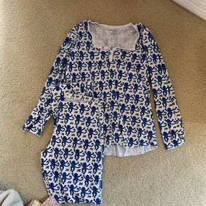 Blue monkey roller rabbit pjs size small